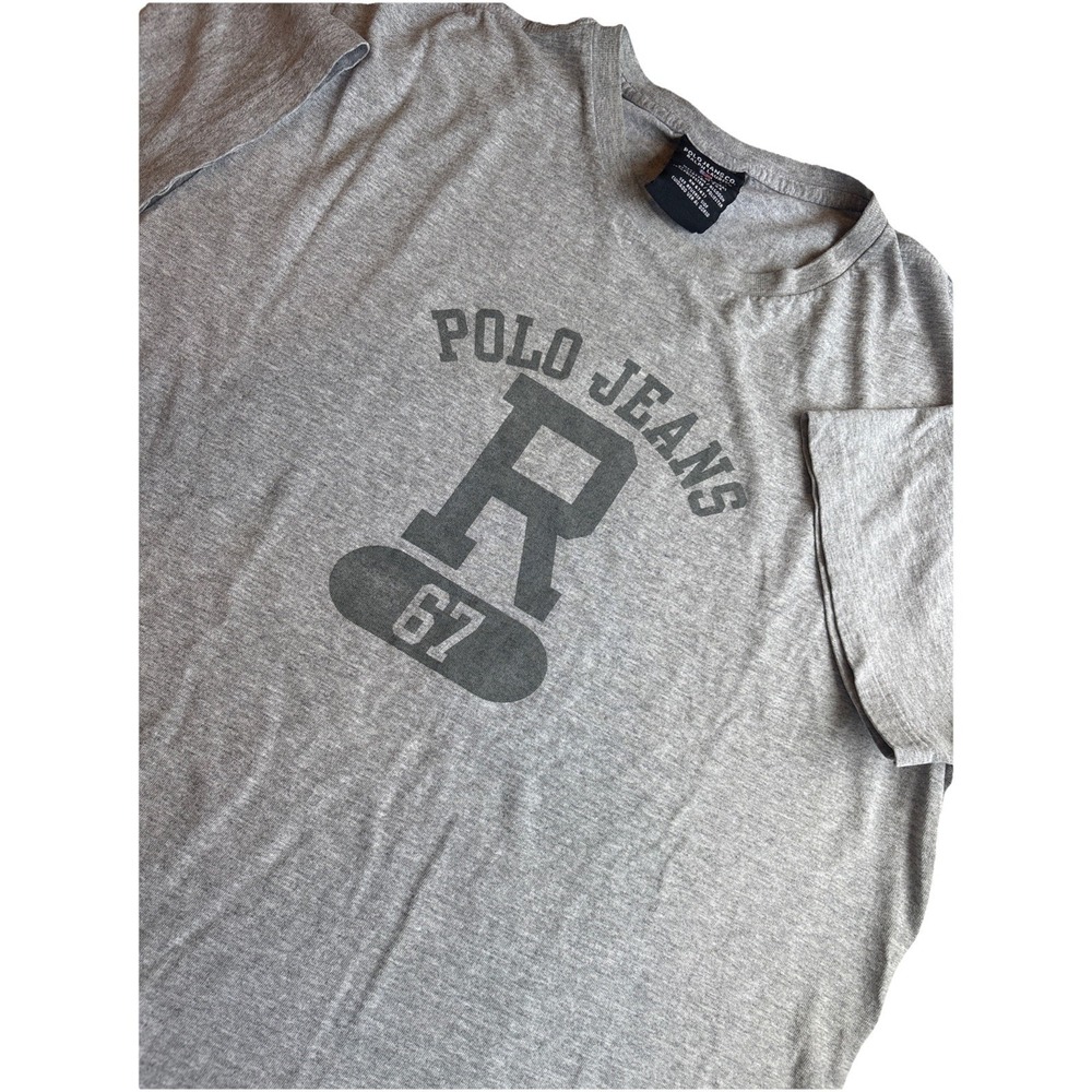 VTG Y2K 90s Ralph‎ Lauren Polo Jeans Co. Spell Out T Shirt  Grey Men's LARGE